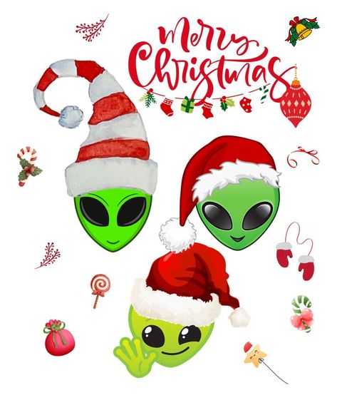 Christmas Alien, Alien Christmas, Happy New Year Stickers, 3d Graffiti, Spooky Christmas, Alien Costume, Alien Worlds, Christmas Pins, Diy Christmas Cards