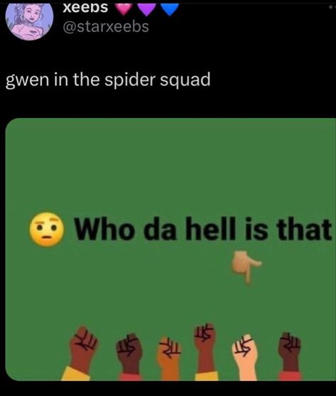 xeens @starxeebs gwen in the spider squad • Who da hell is that Spider Squad, Spiderman Stuff, Spider People, All Spiderman, Miles Spiderman, Evil Person, Spaider Man, Street Corner, Bad Vibes