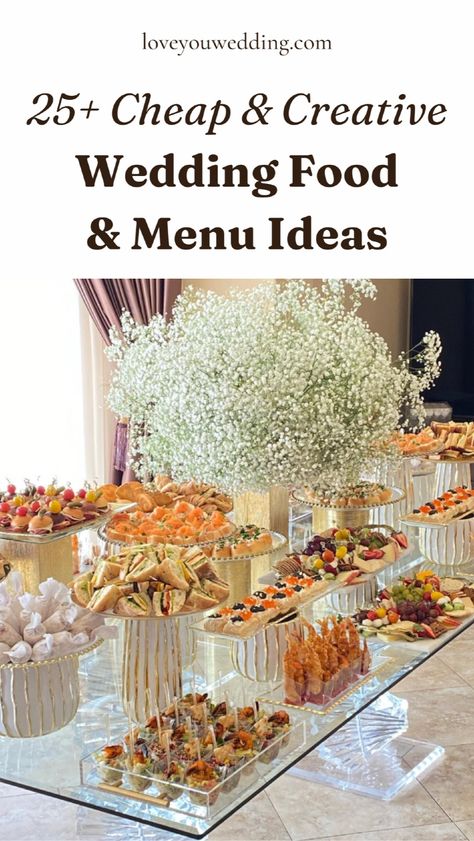 25+ Creative & Cheap Wedding Food Ideas. Planning a wedding and need cheap food ideas that don’t break the bank? We’re here to help! Whether you're thinking about a buffet, Mexican, Indian, BBQ, or more, we have the best budget wedding food and menu suggestions. These affordable wedding reception food ideas and DIY options will keep your guests happy without stretching your budget. Simple Wedding Luncheon Ideas, Outdoor Wedding Catering Ideas, Cheap Wedding Food Ideas Buffet, Budget Friendly Wedding Food Ideas, Summer Wedding Food Ideas Buffet, What To Serve At A Wedding, Best Wedding Food Dinner, Wedding Dinner Menu Ideas Buffet, Wedding Food On A Budget Ideas