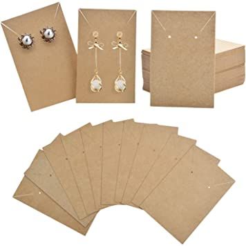 Necklace Display Cards, Earring Card Holder, Card Holder Display, Kraft Paper Tags, Homemade Earrings, Earring Card, Necklace Display, Earrings And Necklace, Earring Cards