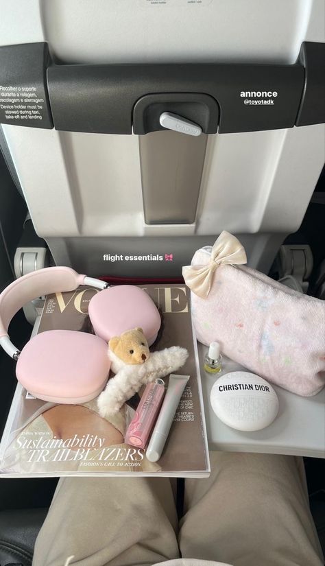 Pastel Travel Aesthetic, Airport Tray Aesthetic, Travel Abroad Aesthetic, Pink Aesthetic Travel, Flight Aesthetic, Travel Aesthetic Airport, Airplane Aesthetic, Airport Aesthetic, Flight Essentials