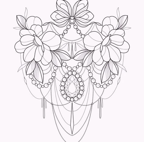 Girly Tattoo Flash, Girly Tattoo Ideas, Lace Shoulder Tattoo, Tatts Ideas, Mandala Thigh Tattoo, Chest Tattoo Stencils, Girly Tattoo, Art Deco Tattoo, Floral Mandala Tattoo