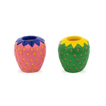 Trouva: Room Decor Hand Painted Candle Holders, Strawberry Candle, Painted Candlesticks, Painting Candle Holders, Tapered Candles, Hand Painted Candles, Clay Wall, Ceramic Candle Holders, Ceramic Hand