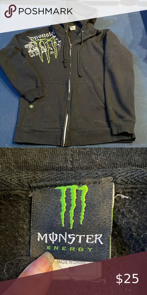 Full front zip up hoodie Monster Energy Clothing, Monster Energy Hoodie, Monster Jacket, Monster Hoodie, Skate Punk, Monster Energy Drink, Energy Drink, Monster Energy, Fit Check