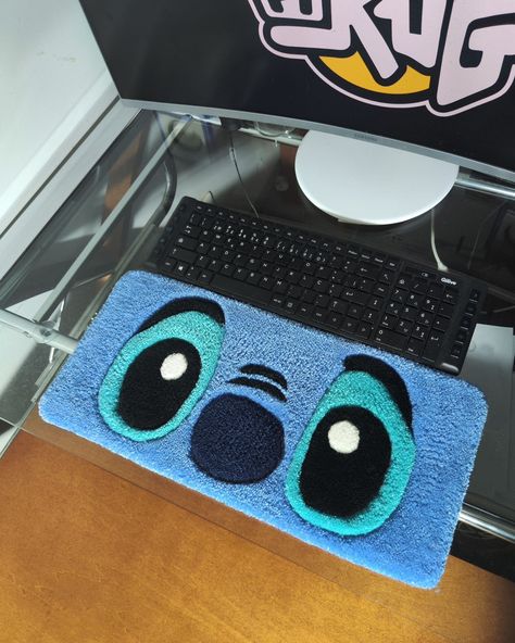 Stitch Keyboard Rug 🫣 . . . #tuftingrug #customrugs #handmade #homedecoration #interiordesign #embroidery #stitch #liloandstitch #disneygram #cartoons #keyboard #gaming #pcgamer #craft Tufted Keyboard Rug, Stitch Keyboard, Keyboard Rug, Tufting Ideas, Keyboard Gaming, Tufted Rugs, Rug Ideas, Embroidery Stitch, Pc Gamer