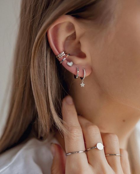 @happinessbtq posted to Instagram: Let’s start this week with some earparty inspiration. :sparkles: {ref. #starearrings DEE914} #jewelleryfashion #jewelleryaddict #jewelleryinspiration #fashionloverstyle #fashionideas #outfitinspo #earparty #earringsoftheday #piercingaddict #jewelrylovers #ootdpost #ootdbloggers #prettylittledetails #aestheticaccount #detailshot Huggie Earrings Silver, Sterling Silver Hoop Earrings, Ear Piercing, Huggie Earrings, Heart Earrings Studs, Sterling Silver Hoops, Sterling Silver Earrings Studs, Star Pendant, Ear Jewelry