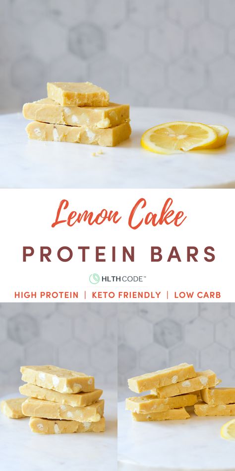 Lemon Protein Bars Recipe, Lemon Protein, Protein Mousse, Keto Protein Bars, Low Carb Protein Bars, Keto Cakes, Coconut Protein, High Protein Desserts, Protein Bars Homemade