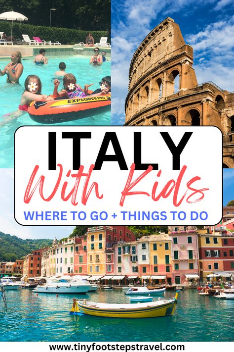 The ultimate guide for travelling to Italy with kids. Here you will find where to go for a memorable vacation along with the top things to do. Italy With Kids Itinerary, Italy Family Vacation, Places To Go In Italy, Italy With Kids, 2 Weeks In Italy, Italy For Kids, Travel In Italy, Visiting Italy, Kids Things To Do