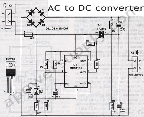 ac to dc converter diagram Electrical Wiring Colours, Dc Circuit, Ac To Dc, Power Supply Circuit, Guitar Diy, Electronics Basics, Electronic Circuit Projects, Circuit Projects, Circuit Design