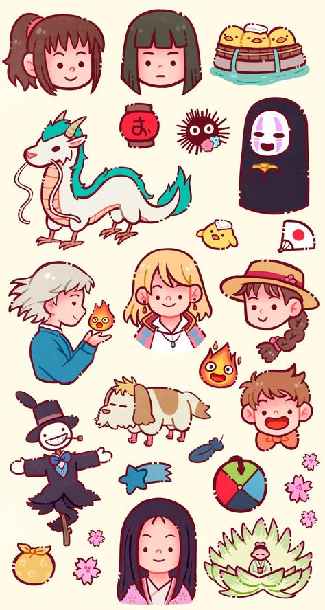 Anime Stationary, Studio Ghibli Fanart, Personajes Studio Ghibli, Studio Ghibli Characters, Ghibli Artwork, Stickers Kawaii, Keramik Design, Studio Ghibli Art, Ghibli Art