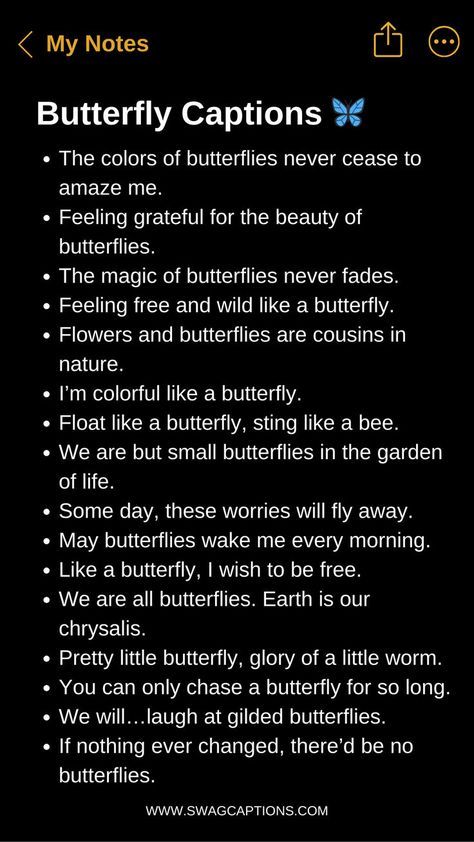 Flutter into serenity with our enchanting collection of Butterfly Captions for that Floating Vibe! Let your spirit soar as you embrace the delicate beauty and effortless grace of these ethereal creatures. Perfect for capturing those moments of lightness and tranquility, these captions will add a touch of magic to your posts. Embrace the floaty feeling and spread your wings with our whimsical selection! Lovely Captions, Of Captions, Quotes For Instagram, Butterfly Pictures, Mind Blowing, Floating, Quotes, Instagram