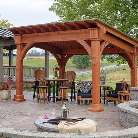 Santa Fe Wood Pavilions | Country Lane Gazebos Wood Pavilion, Vinyl Pergola, Modern Gazebo, Wooden Gazebo, Country Lane, Outdoor Shelters, Pergola Lighting, Pool Cabana, Wood Pergola