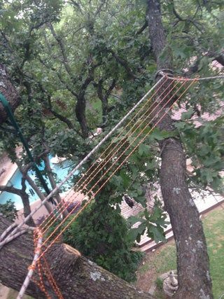 Tree Net Diy, Diy Tree Net, Trampoline Ideas, Tree Net, Summer Hangout, Rope Railing, Tree House Plans, Tree Fort, Climbing Harness