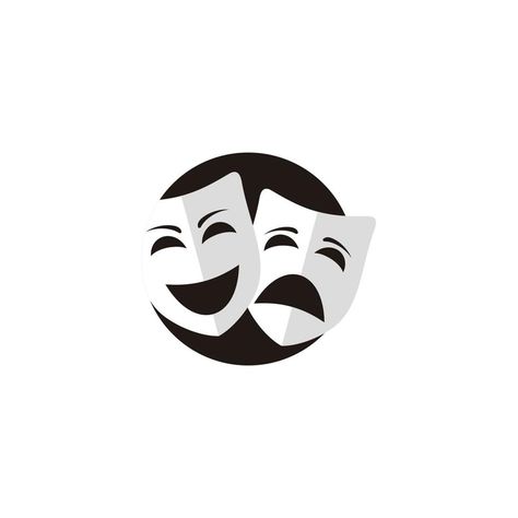 Comedy and tragedy theatrical masks. Theatre or drama school logo design symbol Theatrical Masks, School Logo Design, Drama School, Comedy And Tragedy, School Logo, Drama, Logo Design, Design