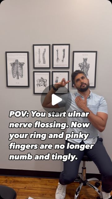 Dr. PK Modi  |  Pain & Movement Specialist on Instagram: "Floss your nerves??🤔  ✅ Yup, many times your peripheral nerves can get irritated from being “glued” down by surrounding tight muscles.  ✅ Nerve flossing can be a great tool to get the nerves moving and hopefully released from the tightness.  ✅ This is a simple “ulnar nerve floss” exercises you can do anywhere. Try 10-15 reps, and repeat 3-5 times a day. Stop is symptoms get worse!  ✅IMPORTANT: Sometimes, numbness in the arm and hand can come from higher up like the shoulder or neck. So make sure you get a proper diagnosis from a qualified professional!  ❗️Follow for more simple tips ❗️Save and share  #chiropractor #physiotherapy #golferselbow #nervepain #nerveflossing #flossing #rehabtime #wellnesstips #explorepage" Ulnar Nerve Exercises, Nerve Flossing, Ulnar Nerve, Golfers Elbow, Peripheral Nerve, Home Health Remedies, Nerve Pain, Home Health, Nerve