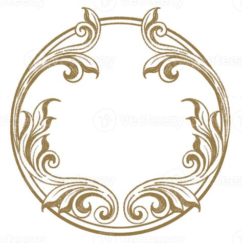 Vintage frame elements decoration circle, hand drawn.