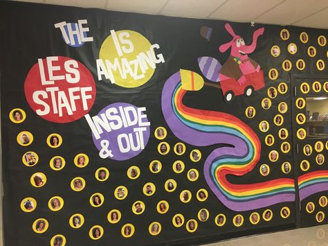 Inside Out Door Theme, Inside Out Hallway Decorations, Inside Out Backdrop, Inside Out Halloween Decorations, Inside Out Classroom Door, Inside Out Bulletin Board Ideas, Inside Out Theme Classroom, Inside Out Decorations Classroom, Inside Out Theme Party