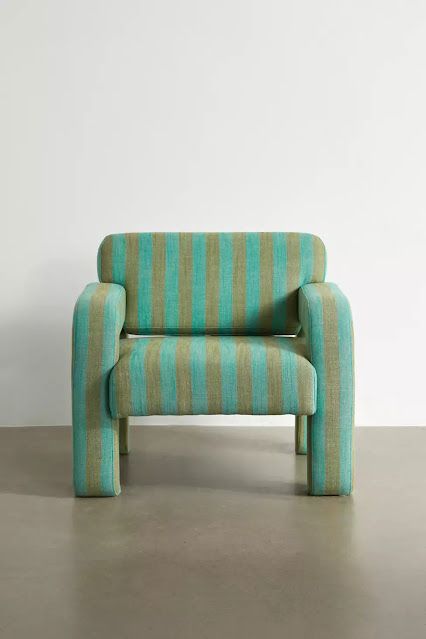 Striped Furniture, Furniture Apartment, Striped Chair, Statement Chairs, Patterned Chair, Uo Home, Modern Chair, Green Chair, Cool Chairs