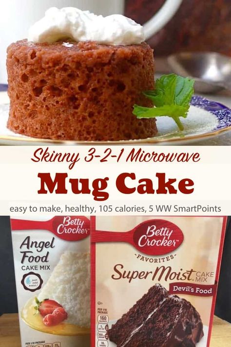 Weight Watchers Cake, Microwave Mug Cake, Weight Watcher Desserts, Microwave Mug, Smart Points Recipes, Microwave Cake, Mug Cake Microwave, Weight Watchers Recipes Desserts, Mug Cakes