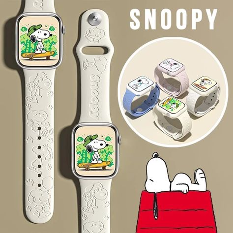 Snoopy Carving Pattern Strap for Apple Watch Band 44mm 40mm 45mm 41mm 38mm 42mm Silicone Solo Loop Bracelet IWatch 8 Ultra 7 6 5 Apple Watch Aesthetic Bands, Snoopy Accessories, Snoopy Jewelry, Apple Watch Aesthetic, Cute Apple Watch, Snoopy Things, Snoopy Watch, Snoopy Items, Apple Watch 8