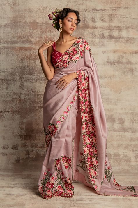 Floral Embroidery Saree, Floral Work Blouse, Raw Silk Embroidery, Saree Color Combinations, Maharashtrian Saree, Saree Jacket, Saree Jacket Designs, Saree Styling, Blouse Colour