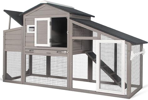 PetsCosset Chicken Coop Wooden Backyard Hen House - Indoor Outdoor for 2-3 Chickens, 2 Story Poultry Cage with Run, Chicken Nesting Box, Pull Out Trays and Anti-Slip Asphalt Ramp Incubating Chicken Eggs, Chicken Coop Large, Chicken Nesting Boxes, Poultry Cage, Chicken Tractor, Chicken Coop Run, Nesting Box, Hen House, Chicken Runs