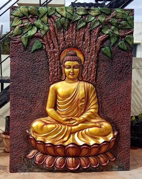 Buddha Wall Painting, Buddha Wall Decor, Buddha Painting Canvas, Mural Art Design, Buddha Art Drawing, Buddha Artwork, Buddha Wall Art, Buddha Art Painting, Plaster Wall Art