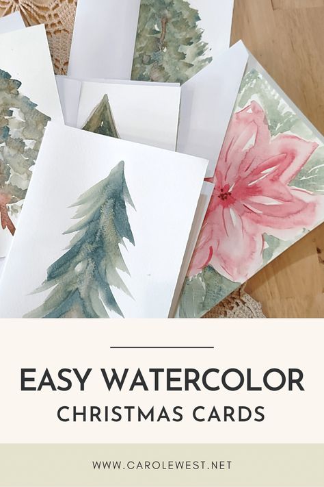 I love getting creative this time of year by making watercolor Christmas cards to share with family and friends.  Get these easy ideas and a few other things you can do to get creative with homemade cards. Watercolor Christmas Cards Tutorial How To Paint, Homemade Christmas Cards Watercolor, Hand Painted Cards Ideas, Diy Christmas Cards Handmade Simple, Easy Watercolor Christmas Cards Diy, Easy Christmas Watercolor Cards, Watercolor Christmas Cards Ideas Simple, Watercolor Christmas Cards Tutorial, Easy Christmas Watercolor