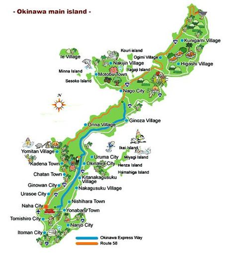 Top 10 Attractions on Okinawa (plus Okinawa island map) Japanese Guide, Okinawa Island, Japan Bucket List, Japan Map, All About Japan, Map Travel, Island Map, Japan Trip, Okinawa Japan