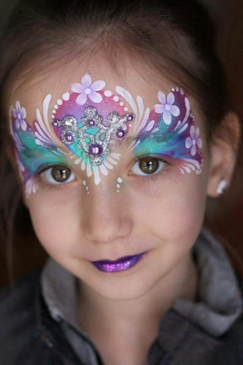 Painting Princess, Princess Face Painting, Fairy Face Paint, Mask Face Paint, Girl Face Painting, Doll Face Paint, Face Painting Tutorials, Princess Face, Mask Painting