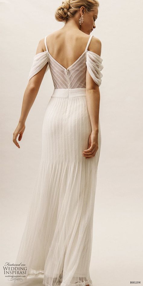 Weddinginspirasi.com featuring - bhldn spring 2019 bridal cold shoulder v neckline sheer cutout fit flare trumpet wedidng dress modern romantic (10) bv -- BHLDN’s New Spring 2019 Wedding Dresses #wedding #weddings #bridal #weddingdress #weddingdresses #bride #fashion ~ Cold Shoulder Wedding Dress, Tailored Wedding Dress, Wedding Event Dresses, Bhldn Wedding Dress, How To Dress For A Wedding, Bhldn Wedding, Sheath Wedding Gown, Wedding Gown Styles, Wedding Inspirasi