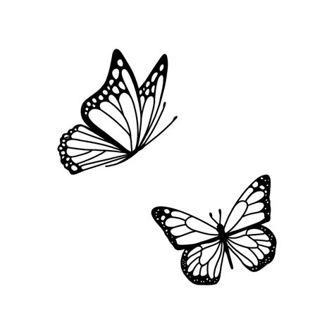 Simple Butterfly Hand Tattoo, Two Butterflies Tattoo Stencil, Two Butterflies Drawing, Simple Butterflies, Butterfly Simple Tattoo, Butterfly Tattoo Designs Drawing, Simple Butterfly Design, Simple Butterfly Tattoo Design, Butterflies Tattoo Stencil