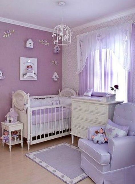 Purple Nursery Girl, Lavender Nursery, Purple Room, Purple Nursery, Pink Girl Room, Purple Bedroom, Girl Nursery Room