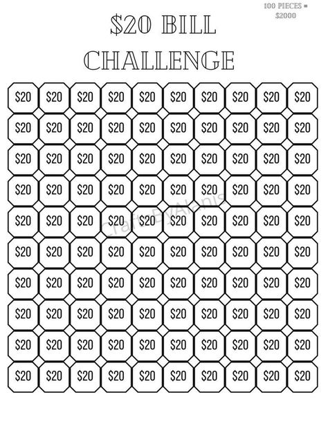 $20 Money Saving Challenge, Ten Thousand Dollar Challenge, Business Savings Challenge, 2000 Dollar Savings Plan, 20 Savings Challenge Printable, Fun Money Saving Challenges, 25 Cent Savings Challenge, Paycheck Savings Challenge, Fun Savings Challenge