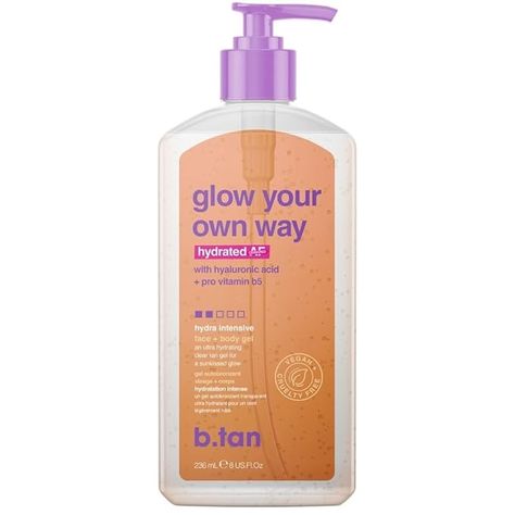 Amazon.com: b.tan Face & Body Clear Self Tan Gel | Glow Your Own Way Hydrated - Ultra Hydrating, Transfer-Resistant, Gradual Sunless Tanning Gel for Face and Body, Vegan, Cruelty Free Self Tanner, 8 Fl Oz : Beauty & Personal Care Tanning Gel, B Tan, How To Get Tan, Gradual Tan, Self Tan, Body Gel, Tan Face, Sunless Tanning, Protector Solar