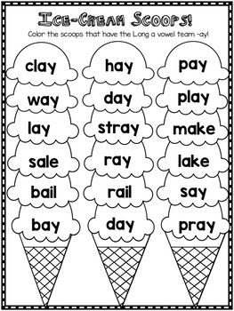 Vowel Teams Activities, Vowel Team Words, Double Consonants, Digraph Words, Vowel Activities, Word Family Worksheets, Family Worksheet, Letter Boxes, Blend Words