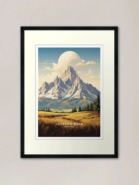 "Jackson Hole Haven: USA - Travel Illustration" Framed Art Print for Sale by NeuralVibe | Redbubble Travel Illustration, Natural Scenery, Jackson Hole, Usa Travel, Box Frames, Travel Usa, Framed Art Print, Framed Art Prints, Print Quality