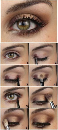 Nude Smokey Eye | Smokey Eye Night Out Makeup Tutorials Doe Eyes Make Up, Smokey Eyes Tutorial, Brown Eye Makeup Tutorial, Make Up Gold, Hazel Eye Makeup, Makeup Tutorial Step By Step, Makeup Steps, Makeup Hacks Tutorials, Smokey Eye Tutorial