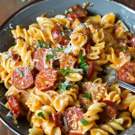 Brats Pasta Recipes, Bratwurst Pasta Dinner Ideas, Bratwurst Pasta Recipes, Cheesy Smoked Sausage Pasta, Bratwurst Dinner, Pasta Dinner Ideas, Smoked Sausage Pasta, Bratwurst Recipes, Cheese All