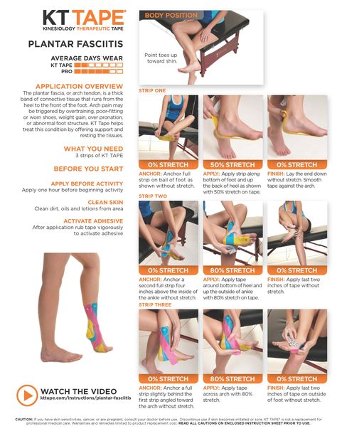 Learn the proper way to use KT Tape to help with plantar fasciitis at TheraTape. Our step by step guide demonstrates taping technique to improve muscle pain! Kt Tape Knee, Knee Stability, K Tape, Kt Tape, Kinesio Taping, Kinesiology Taping, Knee Exercises, Athletic Training, Hip Pain