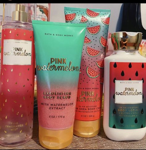 Scented Shower Routine, Bath N Body Works, Pink Watermelon, Long Acrylic Nail Designs, Bath And Body Works Perfume, Shower Skin Care, Body Smells, Smell Goods, Acrylic Nails Coffin Pink