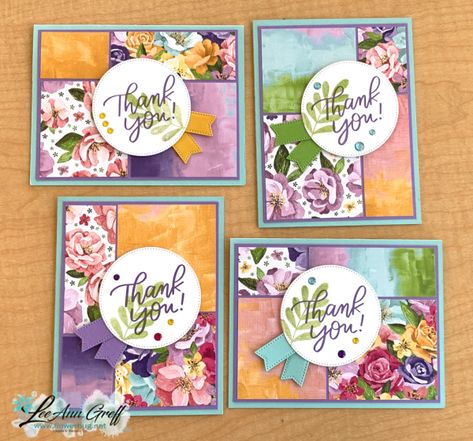 Hues Of Happiness, Dsp Cards, Thank You Note Cards, Fancy Fold Cards, Stamping Up Cards, Card Making Techniques, Fun Fold Cards, Card Tutorials, Video Template