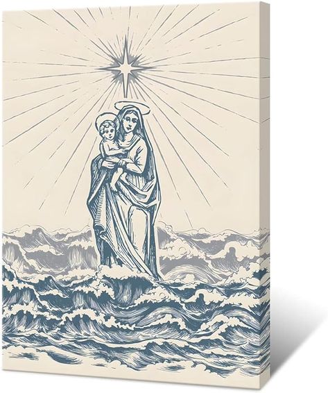 Amazon.com: Vintage Star of the Sea Stella Maris poster, Hail Mary Prints Wall Art, mother's day, Blessed Mother, Marian poster, Mary catholic art for Living Room Wall Decor 12x16 Framed : Office Products Mary Star Of The Sea, Star Of The Sea, Art For Living Room Wall, Pictures Living Room, Fashion Wall Decor, Bedroom Corridor, Stella Maris, Mary Catholic, Hail Mary