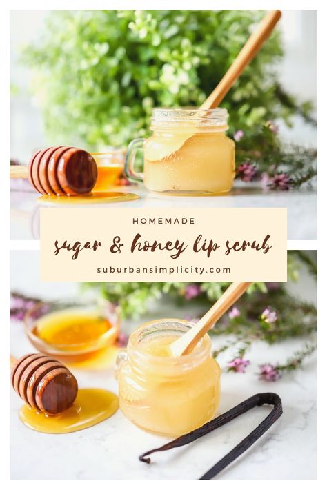 Honey And Sugar Lip Scrub, Diy Natural Lip Scrub, Lip Sugar Scrub Diy, Honey Lip Scrub Diy, Lip Scrub Diy Recipes, Diy Lush Lip Scrub, Sugar Lip Scrub Diy, Watermelon Lip Scrub, Honey Lip Scrub