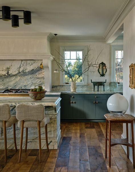 Jeremiah Brent Bathroom, Barbara Westbrook Interiors, Textured Kitchen Island, Jake Arnold Kitchen, Nate And Jeremiah Kitchen, Athena Calderone Kitchen, Double Islands In Kitchen, Australian Home Interior, White Kitchen Wood Island