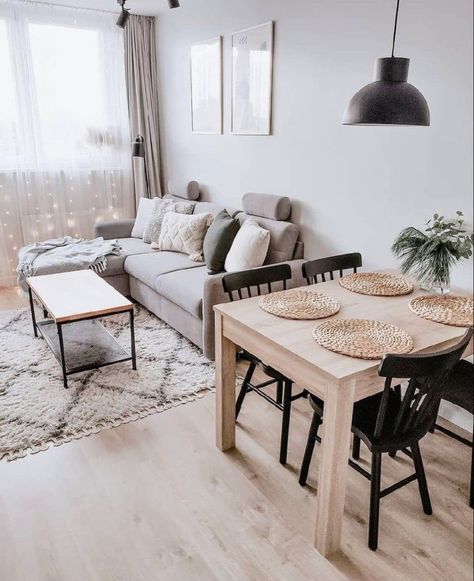 Small Living Dining, Living Room Dining Room Combo, Apartment Dining, Apartment Living Room Design, Small Apartment Living Room, Dining Room Combo, Small Living Room Decor, Small Apartment Living, Ideas Living Room