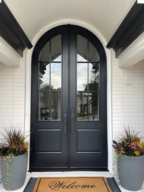 Custom Modern French Arched Double Entry Doors – Masterpiece Doors Garage Doors French Country, Arched Entrance Door, Spanish Revival Front Door, Large Arched Front Door, Organic Modern Front Door, Arched Entry Door, Double Arched Front Door, Black Windows Farmhouse, Arched Double Front Doors