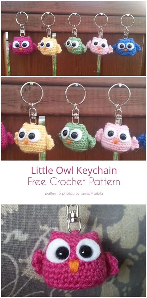 Little Crocheted Owl Collection Crochet Keyring Free Pattern, Crochet Keychains, Crochet Owls, Owl Crochet Patterns, Owl Keychain, Crochet Keychain Pattern, Crochet Owl, Crochet Animals Free Patterns, Crochet Amigurumi Free Patterns