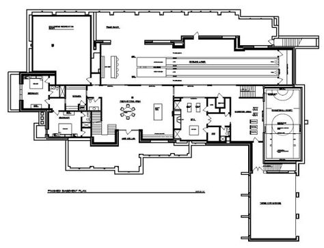 Home Floor Plan w/ Two lane Bowling Alley Home Bowling Alley, Bowling Center, Luxury Plan, Basement Floor Plans, Mansion Floor Plan, Basement Plans, Houses Plans, Mega Mansions, Rich Home