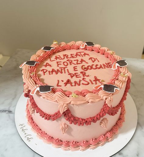 Ugly Cake for graduation with customised text.  #CakeArt #CakeDecor #CakeDesign #VintageCake #UglyCake #CakeWithText Cake For Graduation, Ugly Cake, Ugly Cakes, Birthday Cake Writing, Cake Writing, Custom Birthday Cakes, Pretty Dessert, Cool Birthday Cakes, Golden Trio